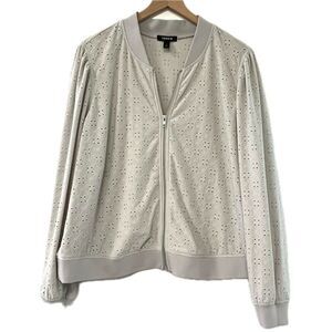 New Torrid Grey Eyelet Zip Up Jacket - Size 2X